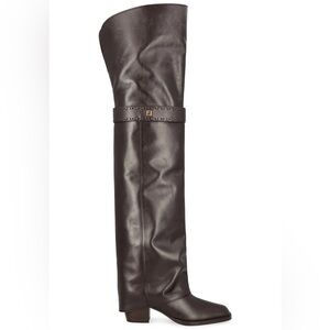 FENDI Show Medium-Heeled Thigh-High Brown Boots